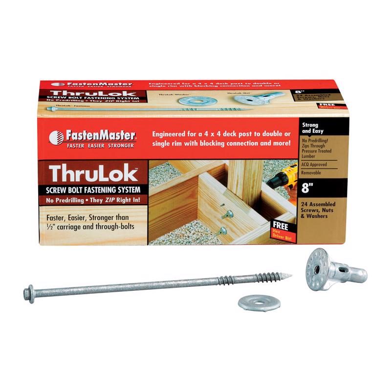 FastenMaster ThruLok No. 8 each X 8 in. L Hex Drive Hex Head Coarse Screw Kit