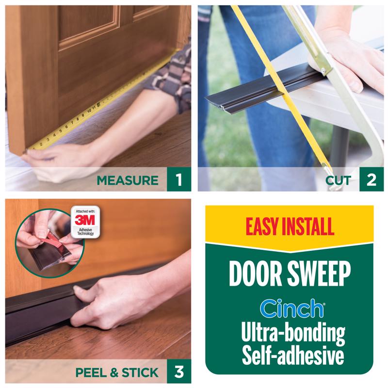 M-D Building Products CINCH White Aluminum/Vinyl Weatherstrip For Doors 36 in. L X 2 in.