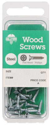 HILLMAN No. 8 X 1 in. L Phillips Zinc-Plated Coarse Wood Screws 20 pk