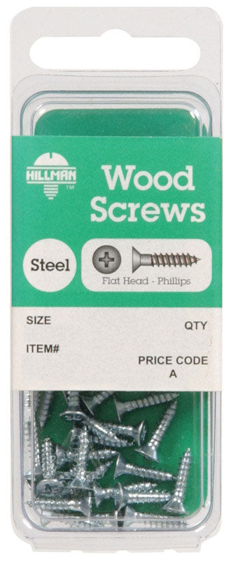 HILLMAN No. 8 X 1-1/2 in. L Phillips Zinc-Plated Coarse Wood Screws 10 pk