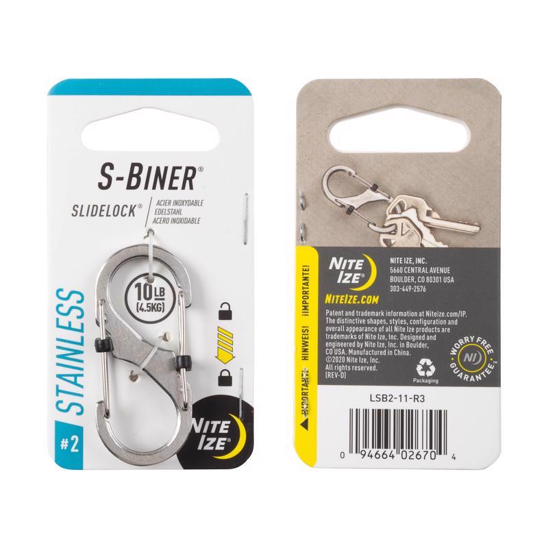 Nite Ize S-Biner SlideLock 1.85 in. D Stainless Steel Silver Carabiner S-Biner