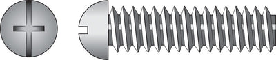HILLMAN No. 10-24 Ga. X 1/2 in. L Combination Round Head Zinc-Plated Steel Machine Screws 100 pk