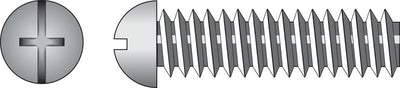 HILLMAN No. 10-24 Ga. X 1-1/4 in. L Combination Round Head Zinc-Plated Steel Machine Screws 100 pk