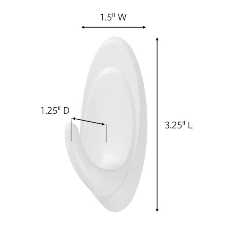 3M Command Medium Plastic Hook 3.25 in. L 2 pk