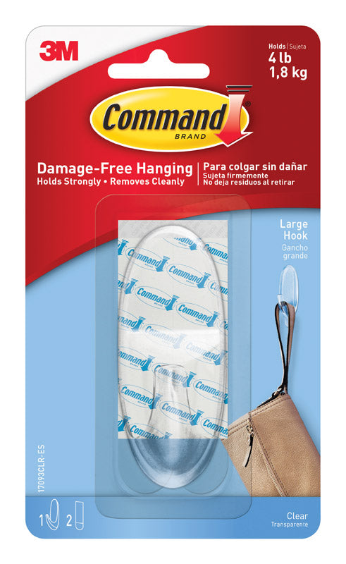 3M Command Large Plastic Hook 3.375 in. L