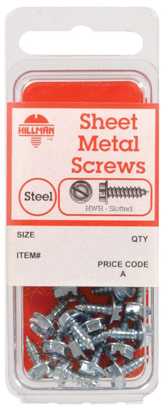 HILLMAN No. 10 Ga. X 1/2 in. L Slotted Hex Washer Head Sheet Metal Screws 10 pk