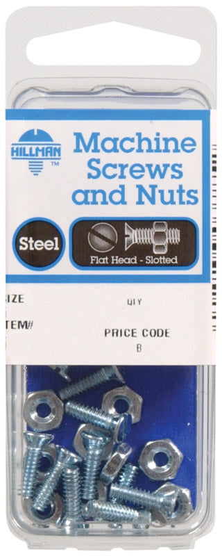 HILLMAN No. 10-24 Ga. X 1-1/2 in. L Slotted Flat Head Zinc-Plated Steel Machine Screws 8 pk