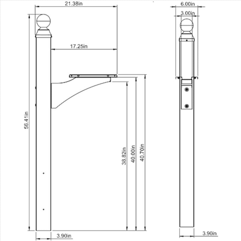 Architectural Mailboxes Landover 56.4 in. Powder Coated Bronze Aluminum/Steel Mailbox Post