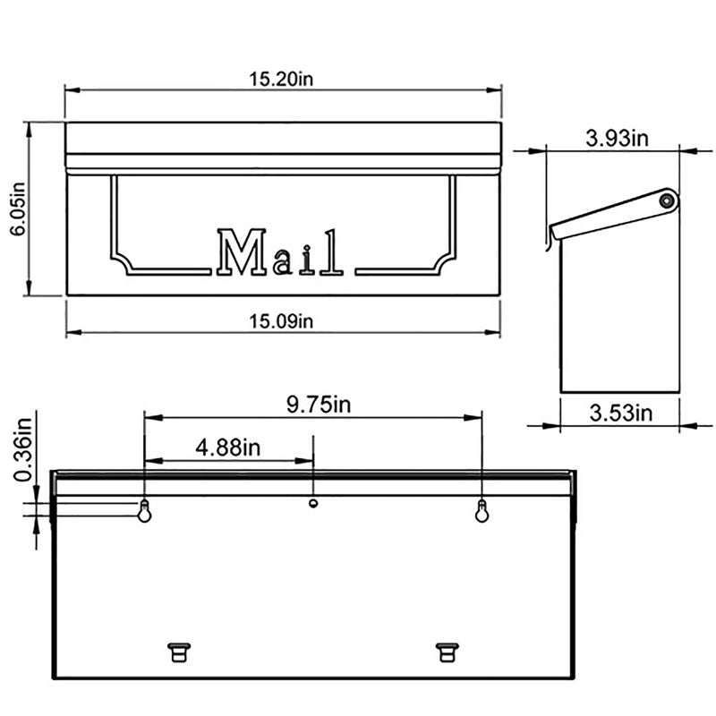 Architectural Mailboxes Townhouse Classic Galvanized Steel Wall Mount Black Mailbox