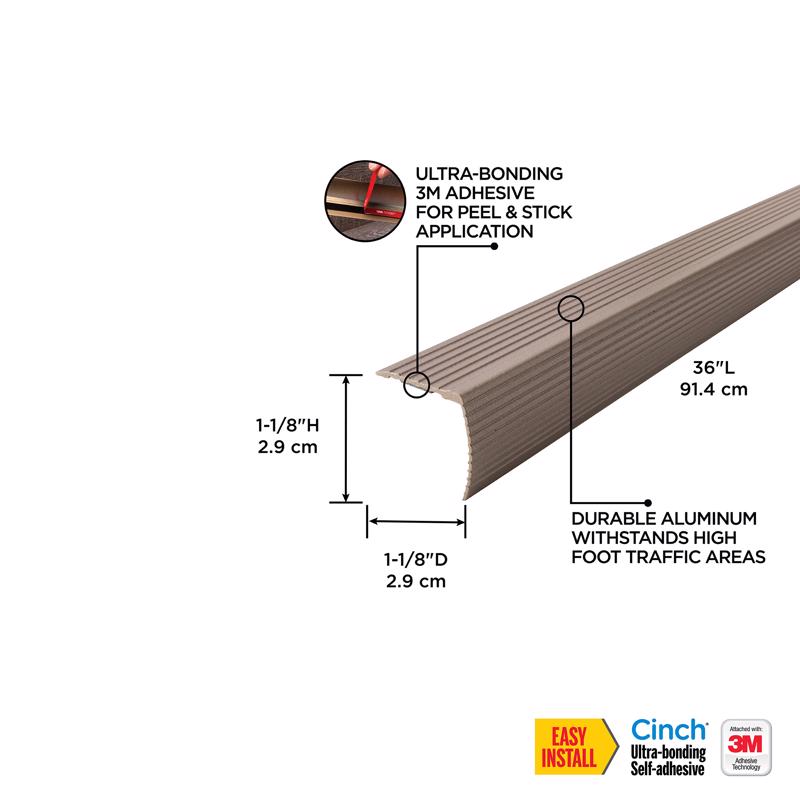 M-D Building Products CINCH 1.125 in. H X 1.125 in. W X 36 in. L Prefinished Aluminum Stair Edge