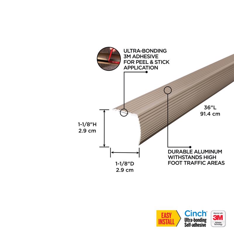 M-D Building Products CINCH 1.125 in. H X 1.125 in. W X 36 in. L Satin Nickel Aluminum Stair Edge