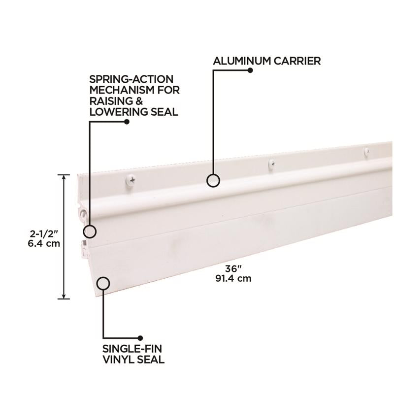 M-D Building Products White Aluminum Sweep For Doors 36 in. L X 2.5 in.