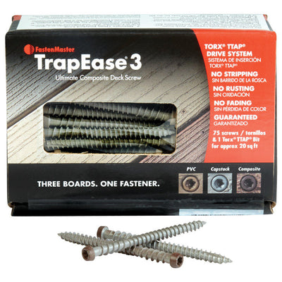 FastenMaster TrapEase 3 No. 10 X 2-1/2 in. L Madeira Torx TTAP Flat Head Composite Deck Screws 75 pc