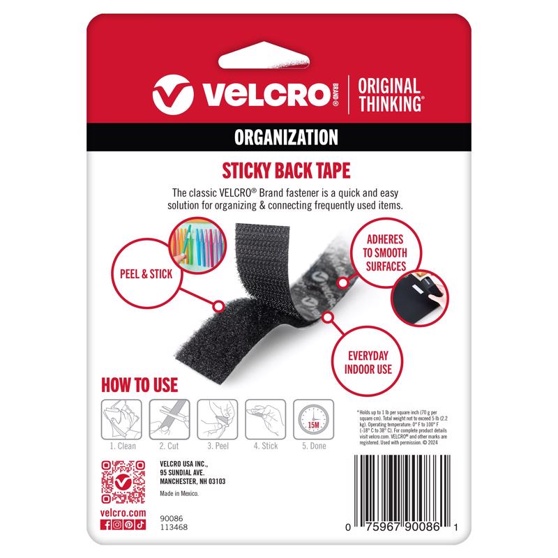 VELCRO Brand Sticky Back Medium Nylon Hook and Loop Fastener 60 in. L