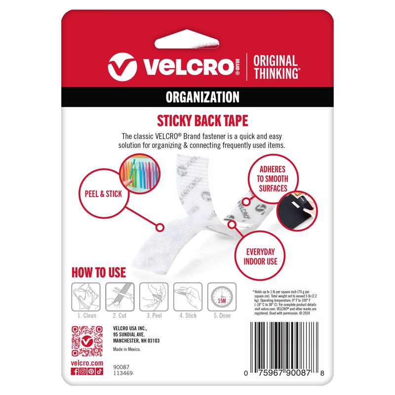 VELCRO Brand Sticky Back Medium Nylon Hook and Loop Fastener 60 in. L