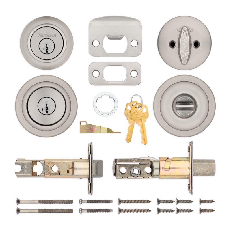 Kwikset Tylo Satin Nickel Entry Knob and Single Cylinder Deadbolt 1-3/4 in.