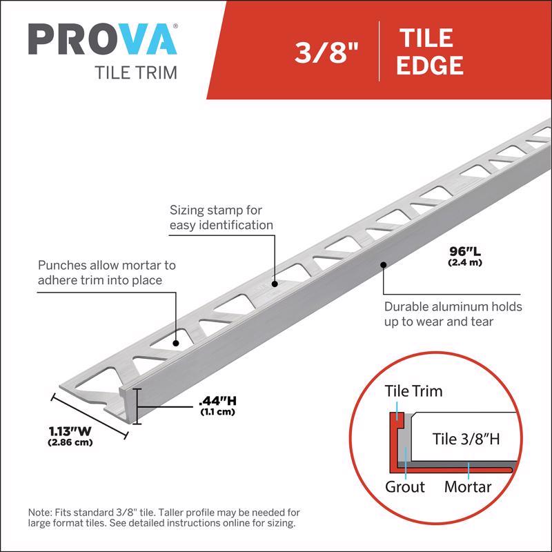 M-D Building Products 0.44 in. H X 1.125 in. W X 96 in. L Prefinished Mill Aluminum Tile Edge