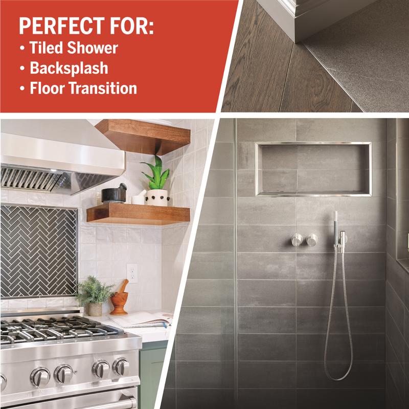 M-D Building Products 0.44 in. H X 1.125 in. W X 96 in. L Prefinished Mill Aluminum Tile Edge