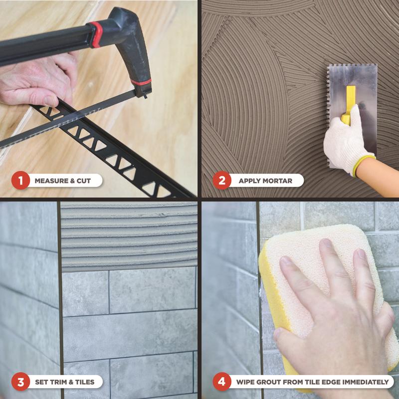 M-D Building Products 0.44 in. H X 1.125 in. W X 96 in. L Prefinished Mill Aluminum Tile Edge