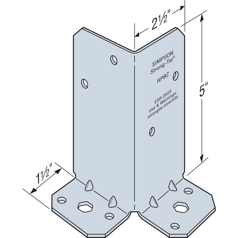 Simpson Strong-Tie ZMax Silver Steel Bracket 12 Ga. 5.101 in. L