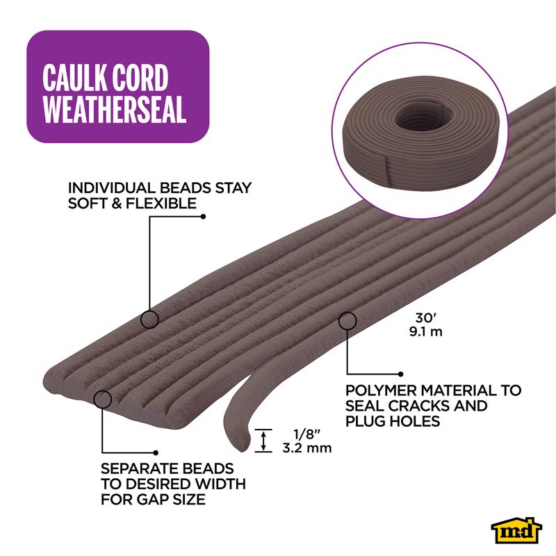 M-D Building Products Brown Vinyl Caulking Cord For Doors and Windows 360 in. L X 0.13 in.