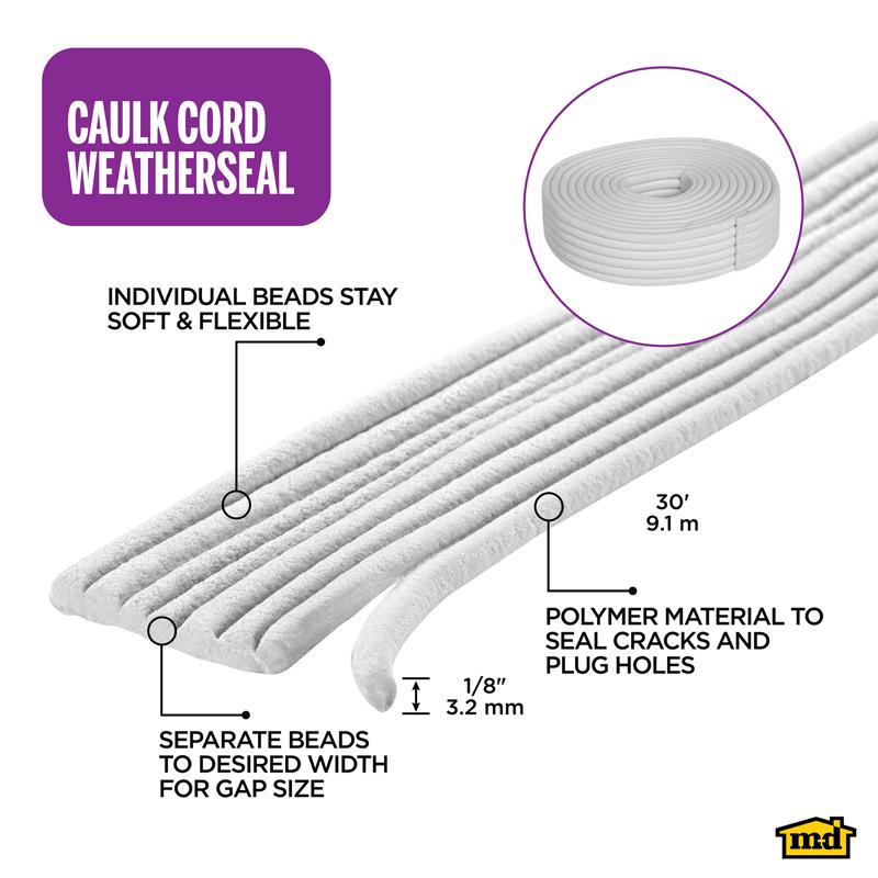 M-D Building Products White Vinyl Caulking Cord For Doors and Windows 30 in. L X 0.13 in.