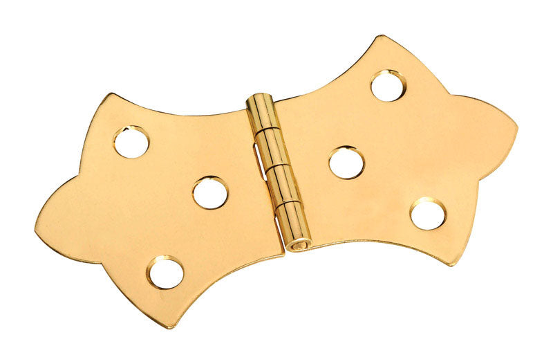 National Hardware 3-1/16 in. W X 1-11/16 in. L Solid Brass Gold Steel Decorative Hinge