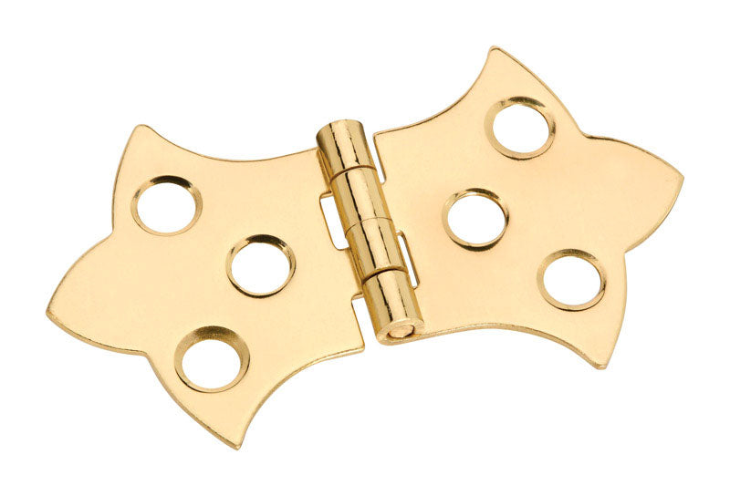 National Hardware 2-1/4 in. W X 1-5/16 in. L Solid Brass Gold Steel Decorative Hinge