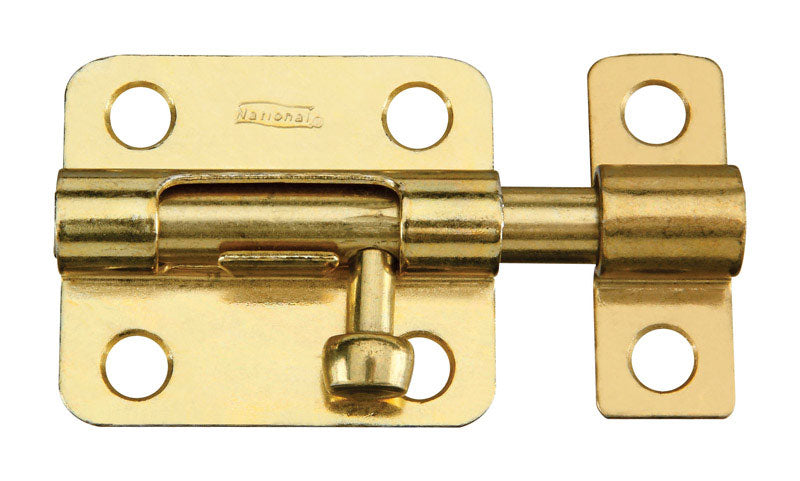 National Hardware 2-1/2 in. L Brass-Plated Steel Barrel Bolt