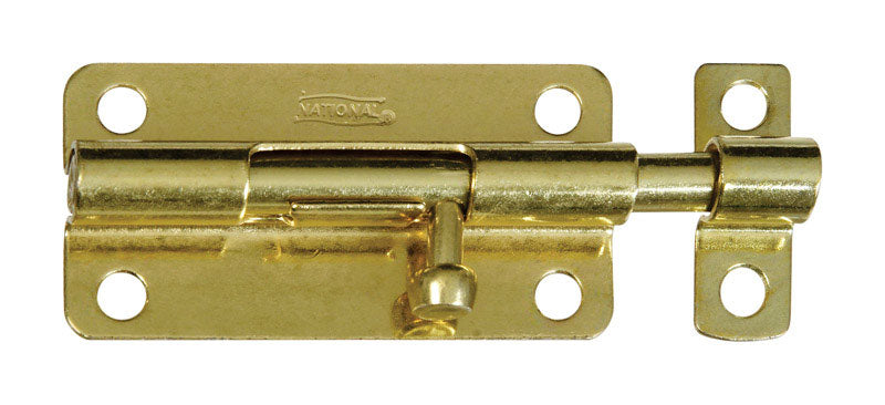 National Hardware 4 in. L Brass-Plated Steel Barrel Bolt
