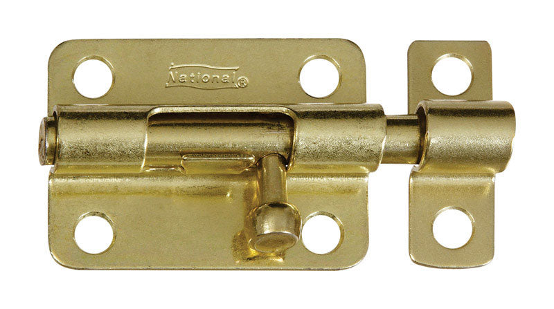 National Hardware 3 in. L Brass-Plated Steel Barrel Bolt