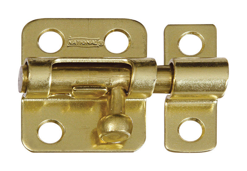 National Hardware 2 in. L Brass-Plated Solid Brass Barrel Bolt