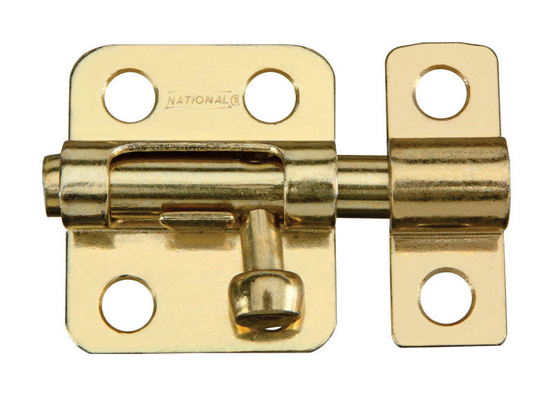 National Hardware Brass-Plated Gold Steel Window Bolt 2 in. L X .75 in. H
