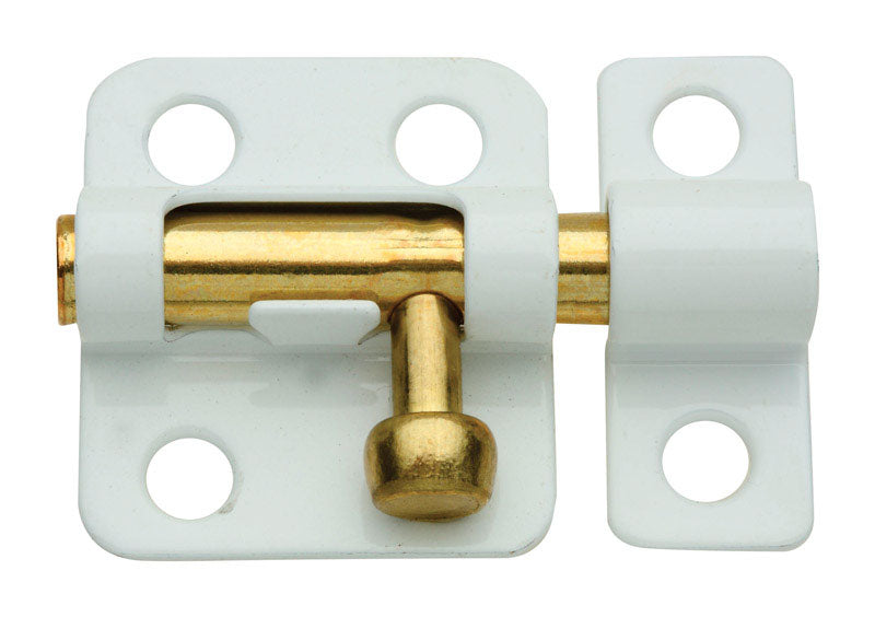 National Hardware Brass-Plated White Steel Window Bolt 2 in. L X .75 in. H