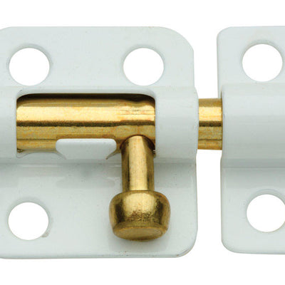 National Hardware Brass-Plated White Steel Window Bolt 2 in. L X .75 in. H