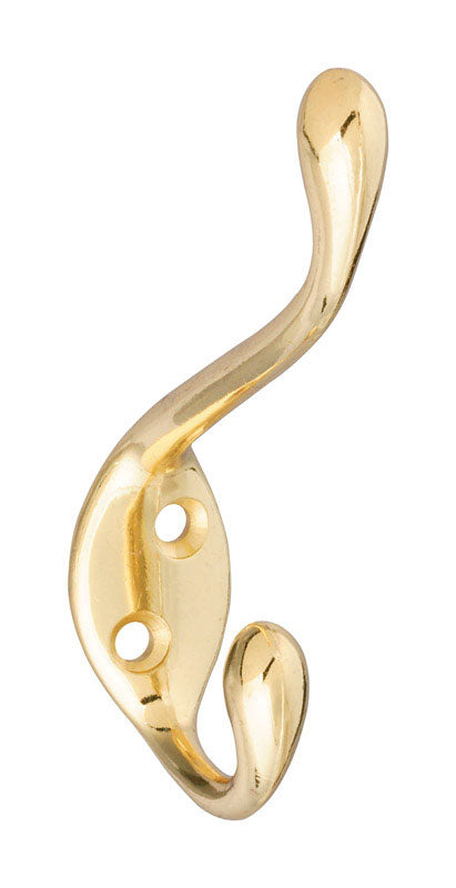 National Hardware 4.59 in. L Brass Gold Zinc Heavy Duty Garment Hook 35 lb. cap.
