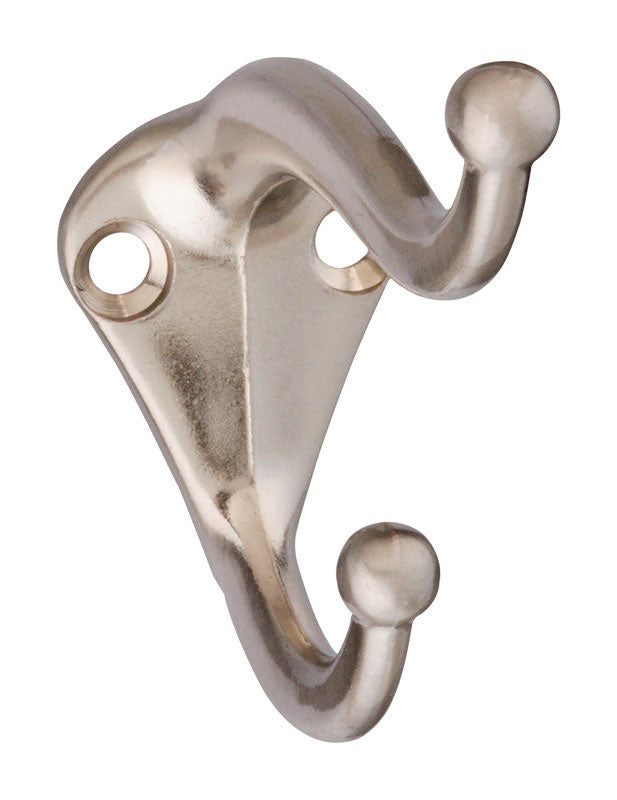 National Hardware 2.75 in. L Satin Nickel Silver Zinc Coat/Hat Hook 35 lb. cap.