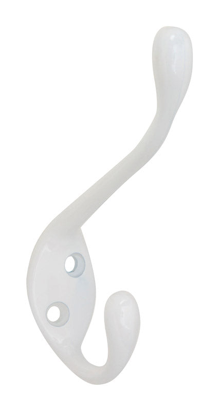 National Hardware White Zinc Decorative Ball Tip Heavy Duty Garment Hook 35 lb. cap.