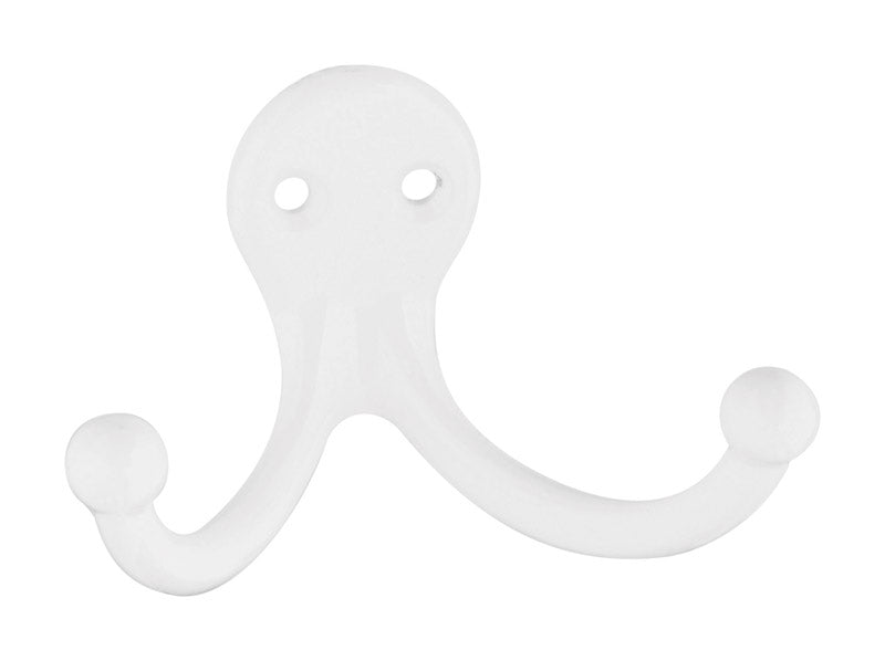 National Hardware 4 in. L White Zinc Double Clothes Hook 35 lb. cap.