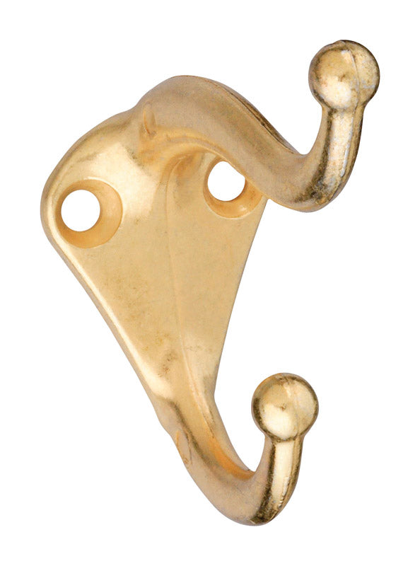National Hardware 2.75 in. L Brass Gold Zinc Die-Cast Coat/Hat Hook 35 lb. cap.
