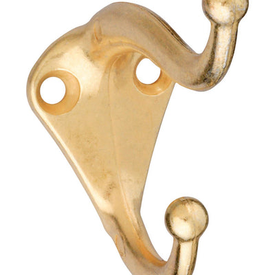 National Hardware 2.75 in. L Brass Gold Zinc Die-Cast Coat/Hat Hook 35 lb. cap.