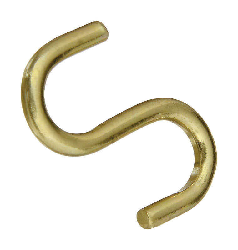 National Hardware Small Gold Solid Brass 1 in. L Open S-Hook