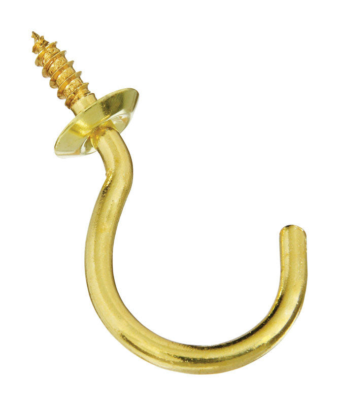National Hardware Small Gold Solid Brass 1.25 in. L Cup Hook 15 lb