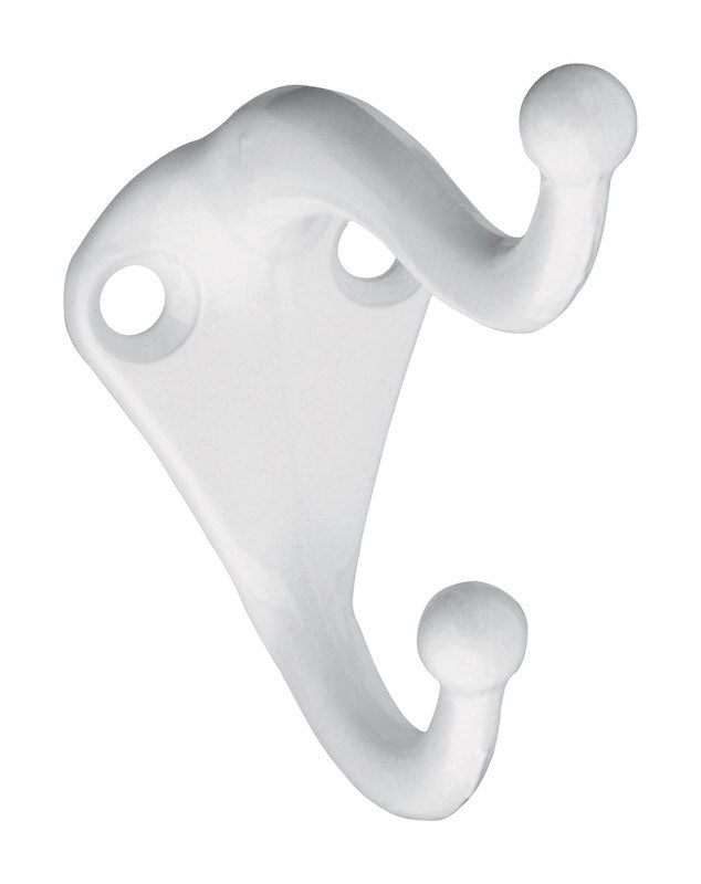 National Hardware 2.75 in. L White Zinc Die-Cast Coat/Hat Hook