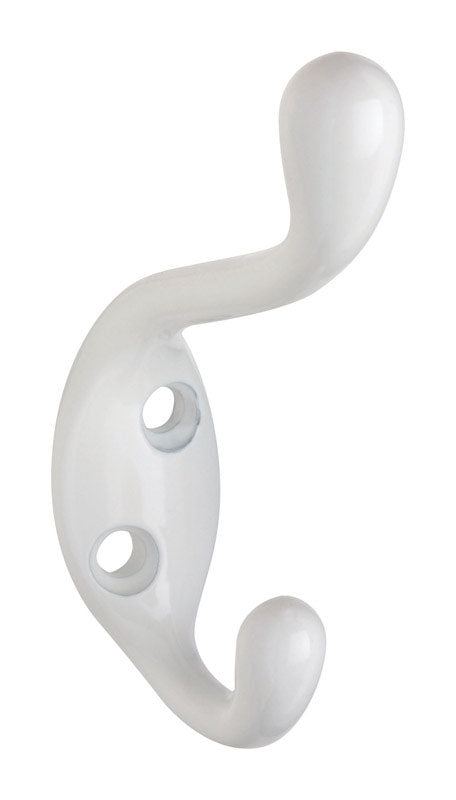 National Hardware 2.35 in. L White Zinc Heavy Duty Coat/Hat Hook 75 lb. cap.