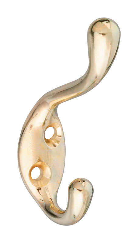 National Hardware 3.3 in. L Brass Gold Zinc Heavy Duty Garment Hook 75 lb. cap.