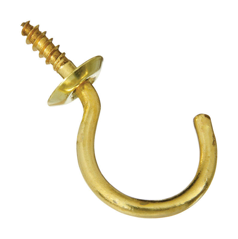 National Hardware Small Gold Solid Brass .1.25 in. L Cup Hook 15 lb
