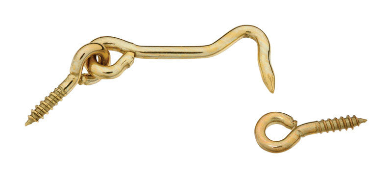 National Hardware Gold Solid Brass 2 in. L Hook and Eye