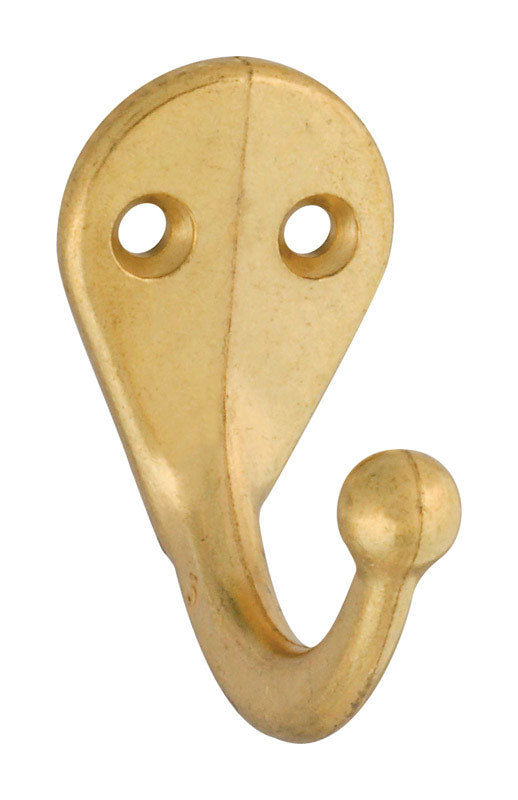 National Hardware 6.4 in. L Brass Gold Zinc Die-Cast Clothes Hook 35 lb. cap.