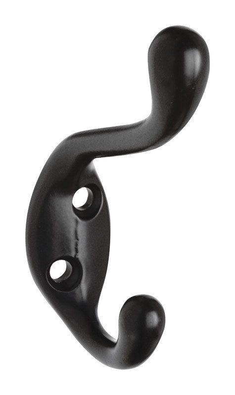 National Hardware 3.3 in. L Oil Rubbed Bronze Black Zinc Hook 75 lb. cap.